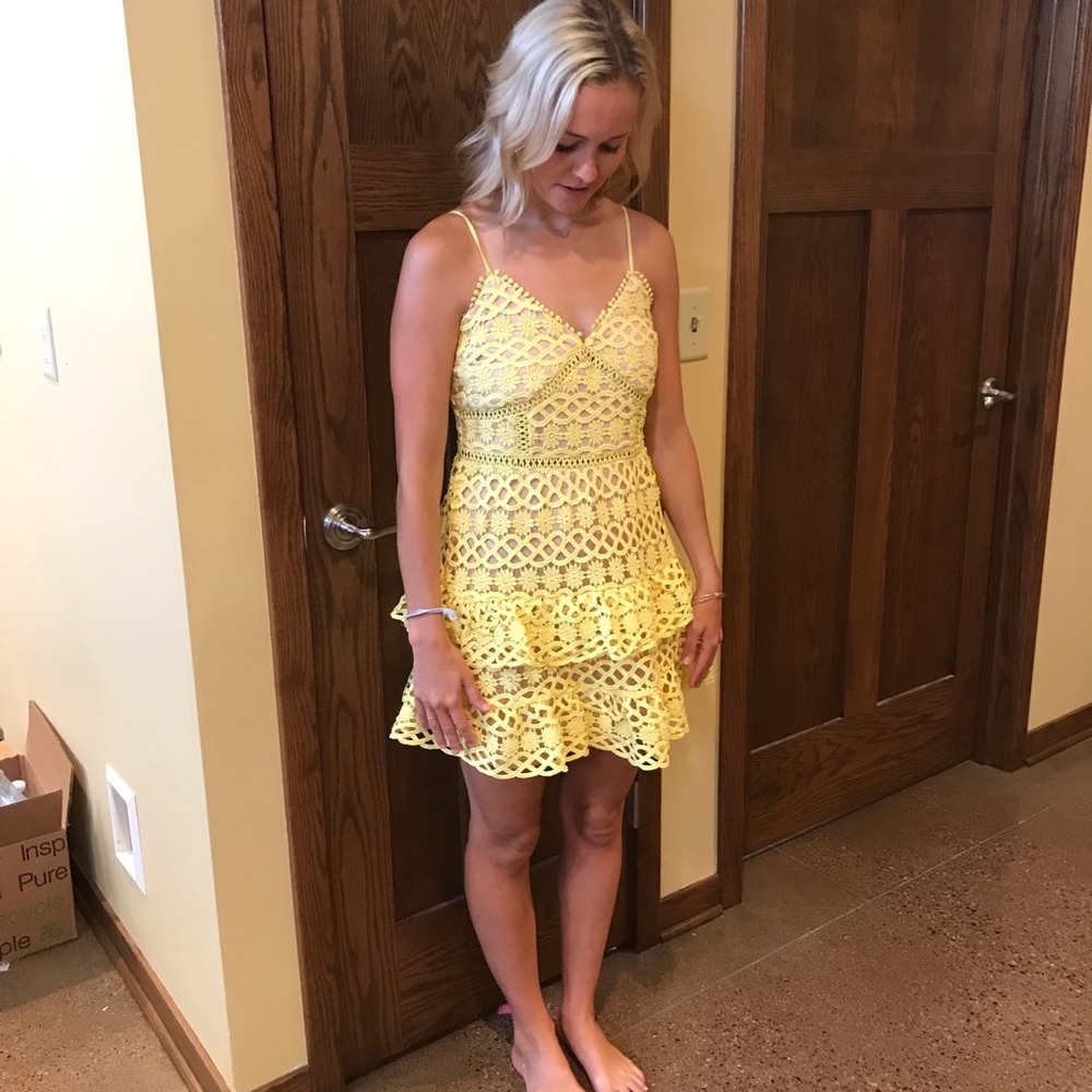 Lulus Yellow Crochet Dress